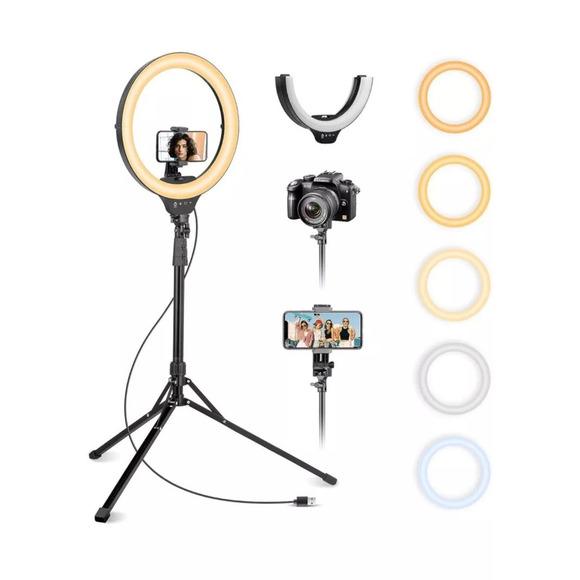 SOLD  14’’ Ring Light LED 62" Tripod Stand Phone Holder Dimmable Blogger NIB - Picture 1 of 5
